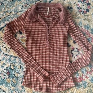 Ribbed Long Sleeve Henley Top from free people